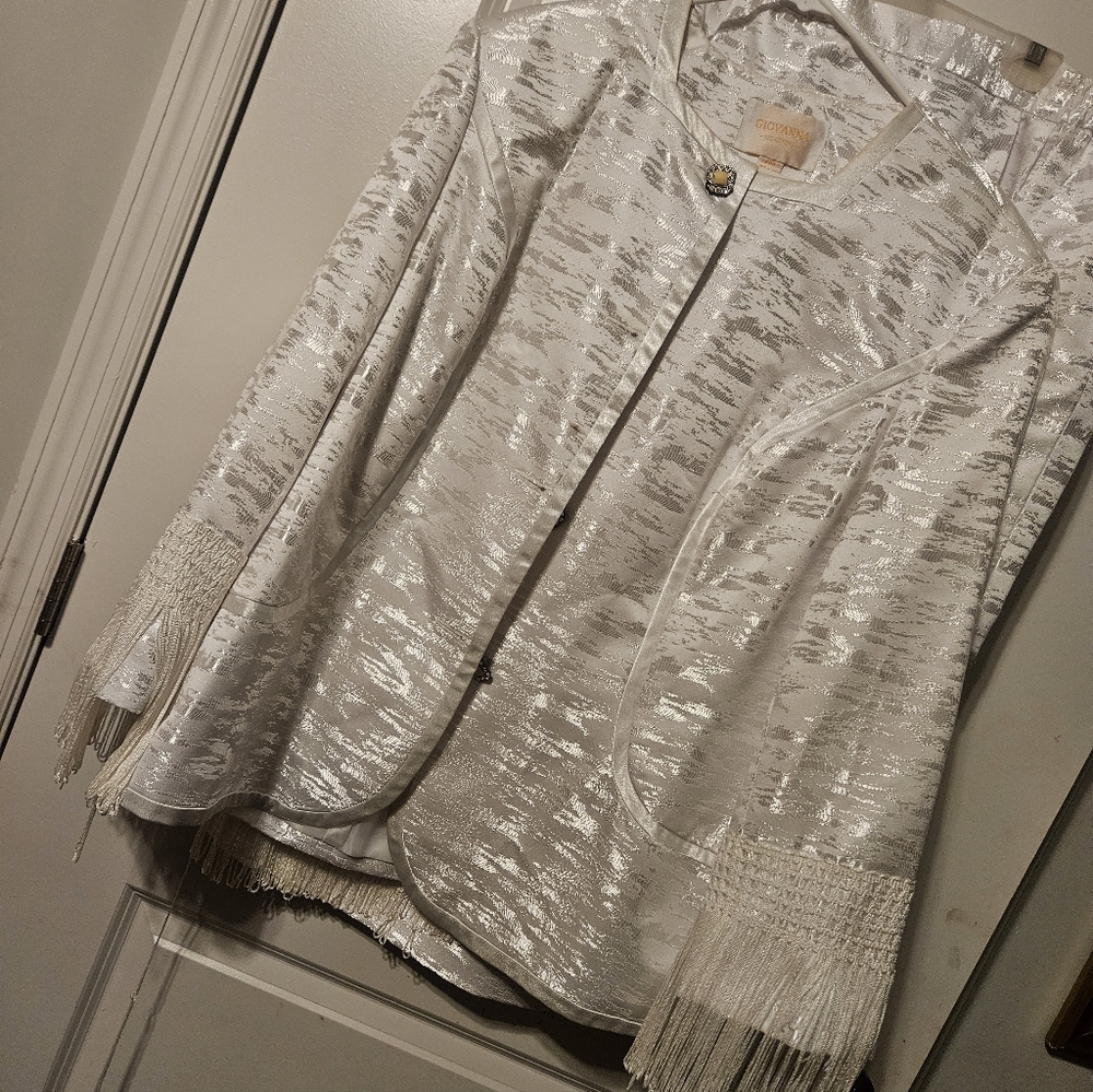Elegant White Fringe Midi Skirt Set